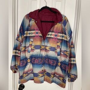 Vintage 90s Reversible Native Print Jacket/Windbreaker Snap